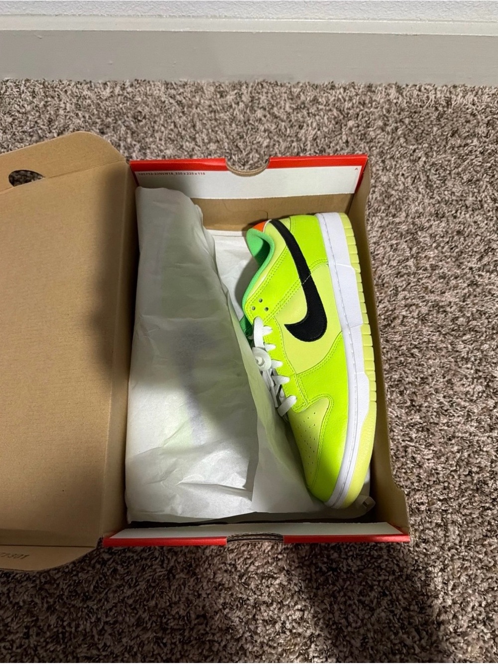 Nike Neon Yellow-Green Low-Top Sneakers with Black Swoosh